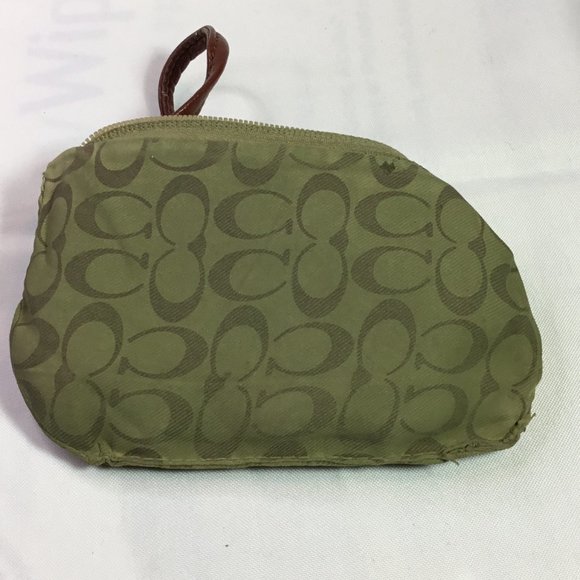 Coach Signature Tan & Black Wallet Wristlet Clutch 6x4 Zip Small Card Holder - Picture 4 of 7